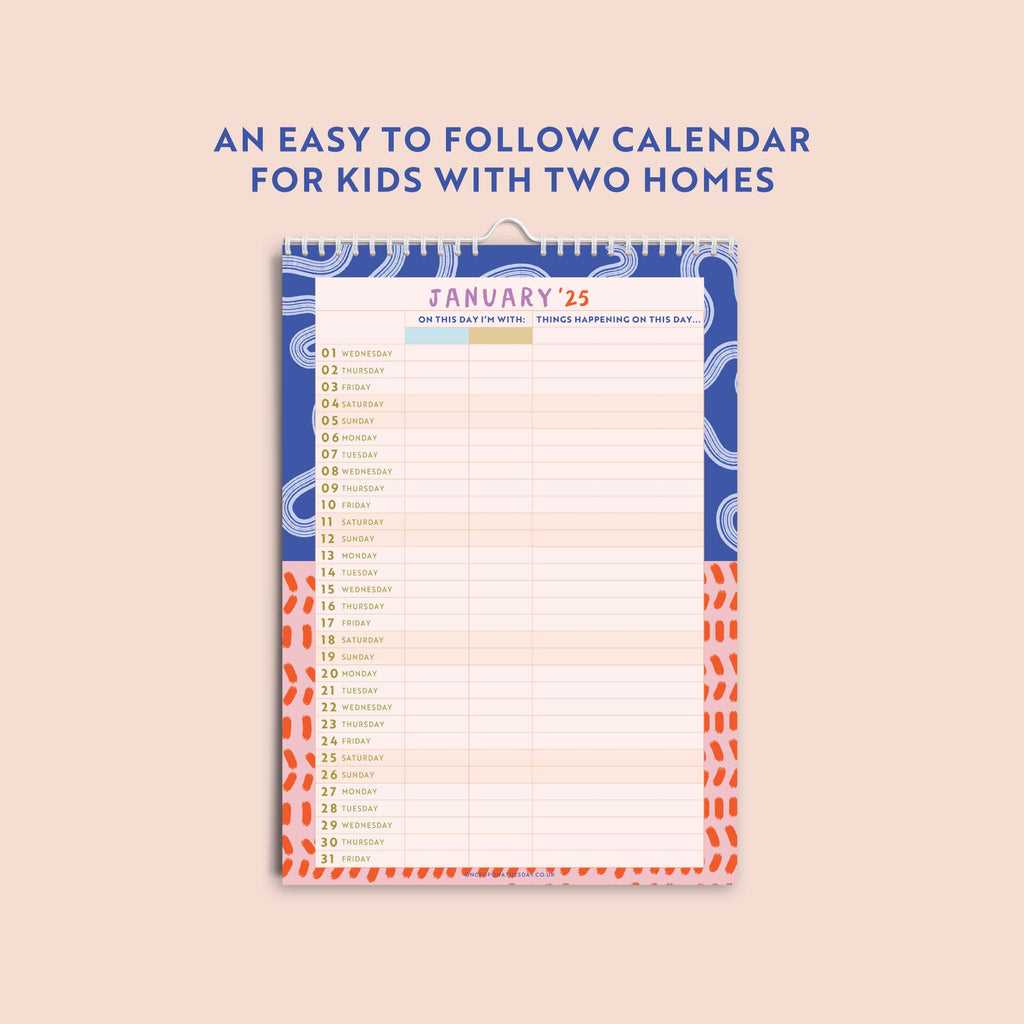 co parenting calendar template