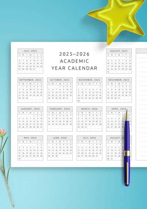 2026 16 academic calendar template