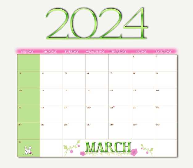 free march calendar template