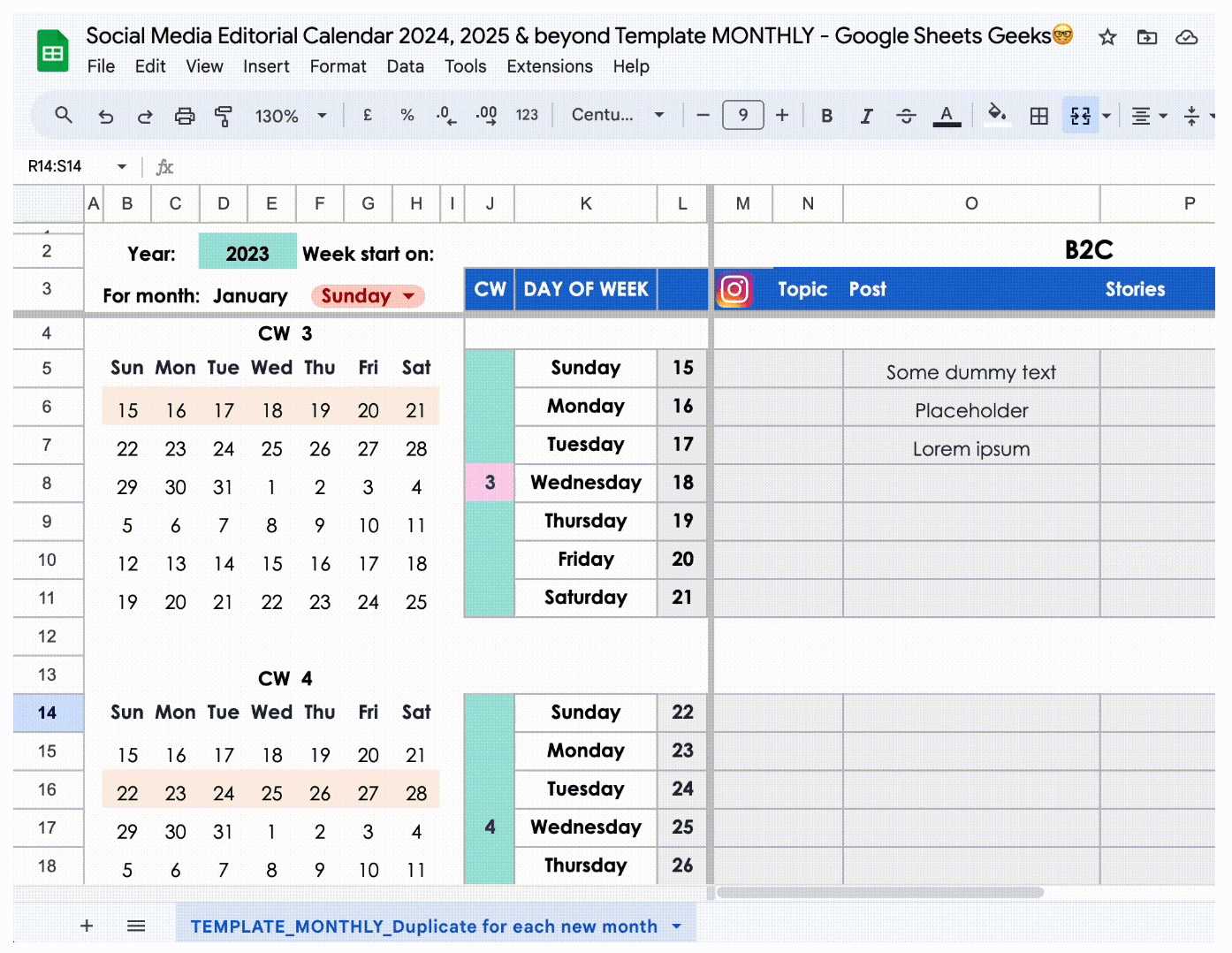 promotions calendar template