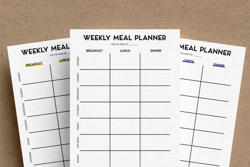 free meal calendar template