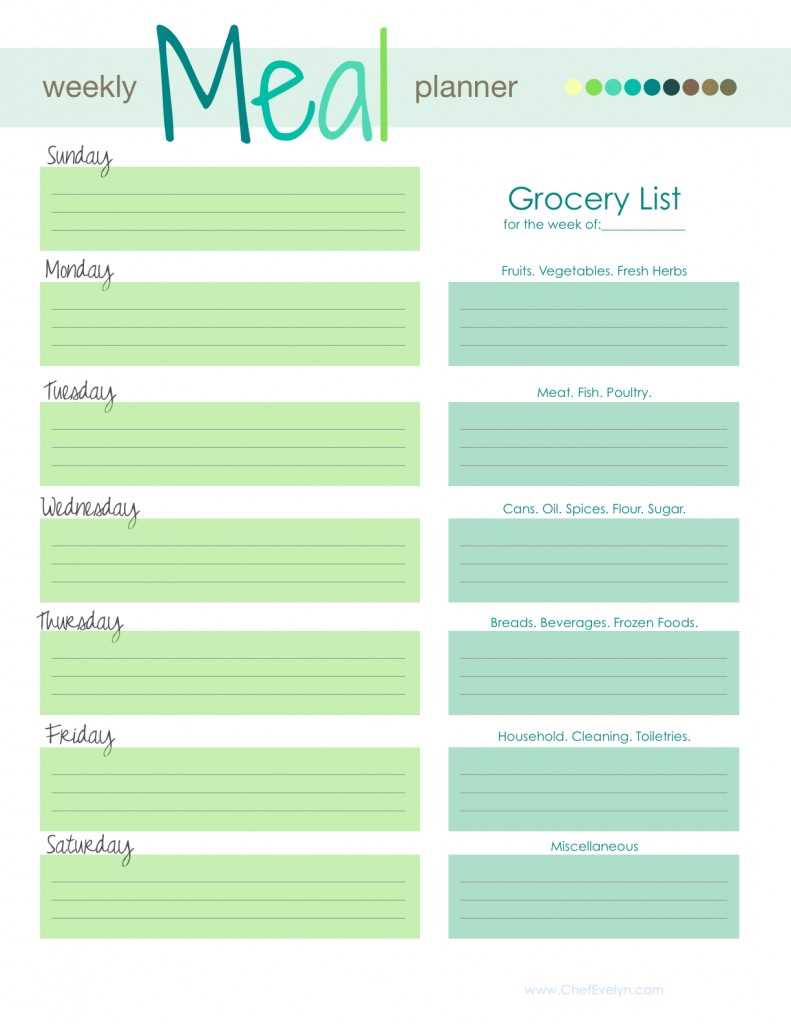 free meal calendar template