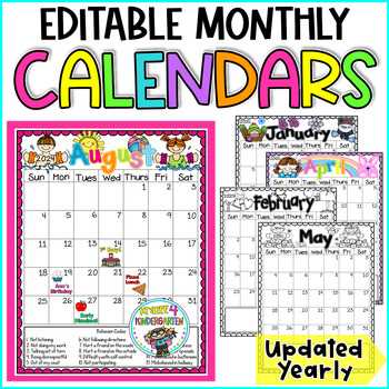 free printable calendar templates for teachers