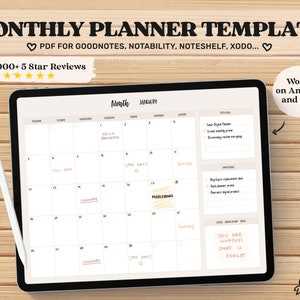 notability monthly calendar template free
