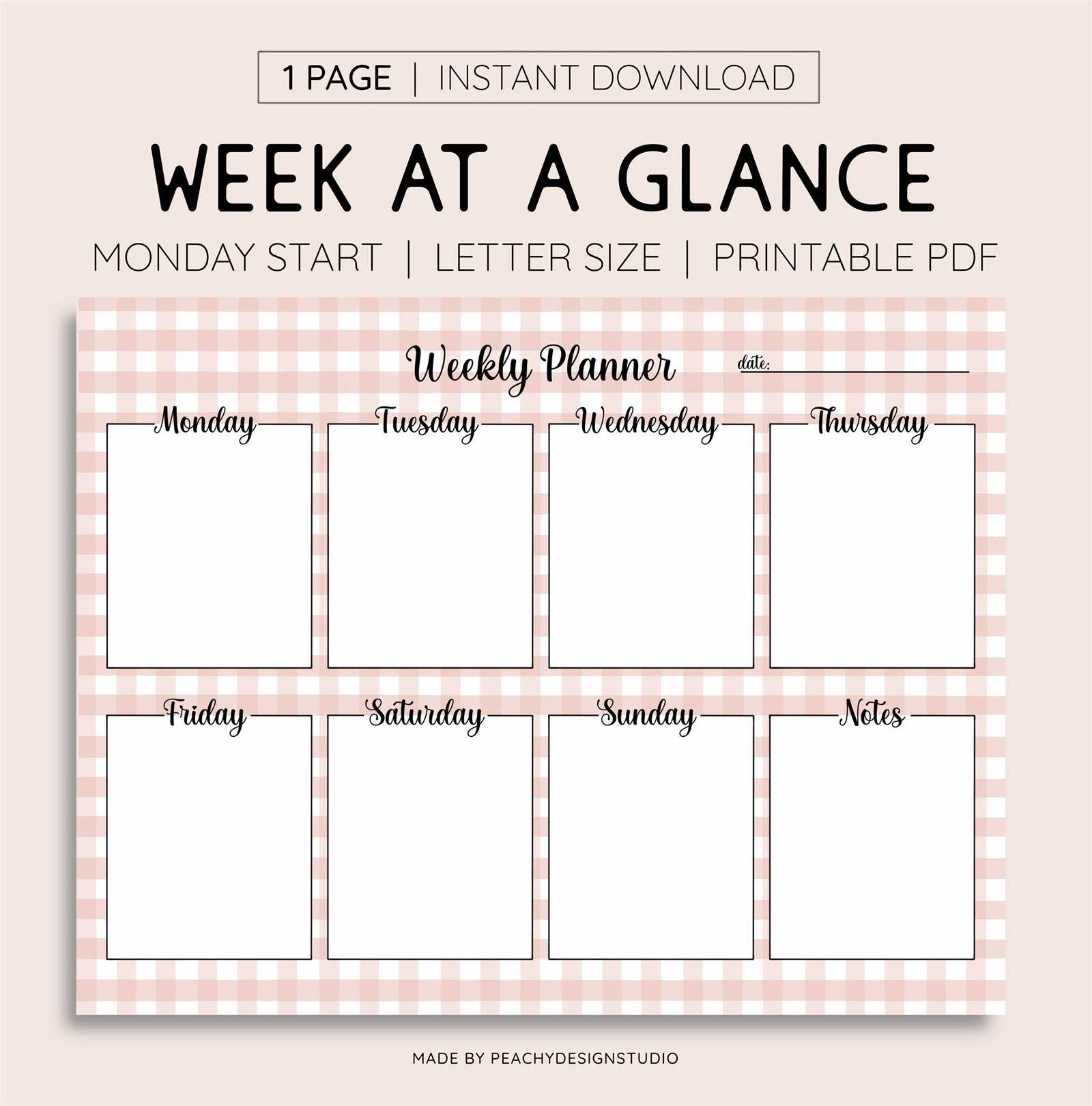 a week at a glance calendar template