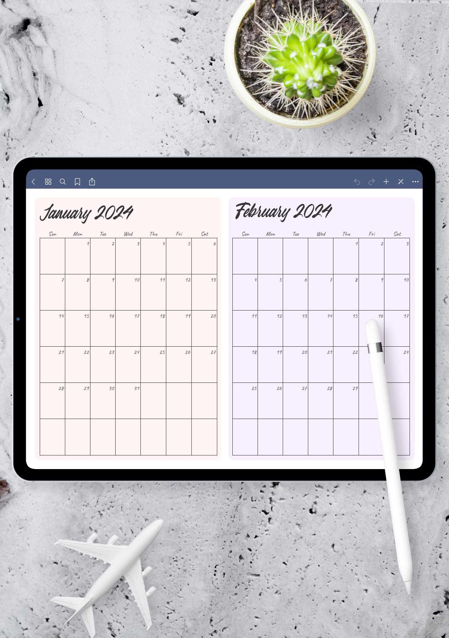 calendar template two months per page