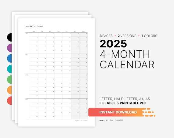 monthly calendar template 2025 printable