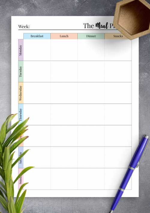 food menu calendar template