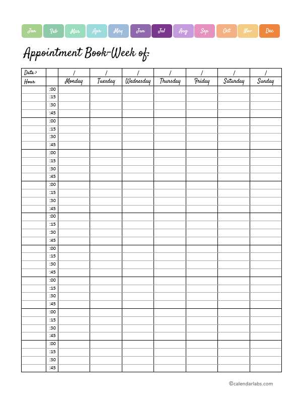 publisher weekly calendar template