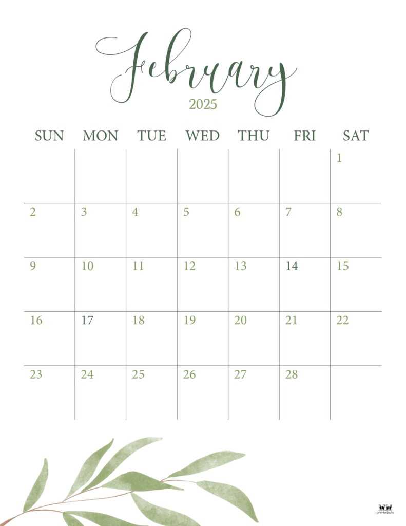 february 2025 calendar template