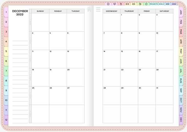 monthly calendar template goodnotes