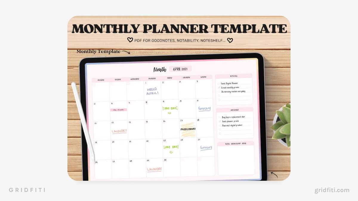 free notability calendar template