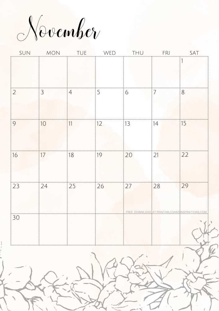 free november calendar template 2025