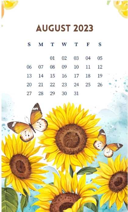 month of august calendar template