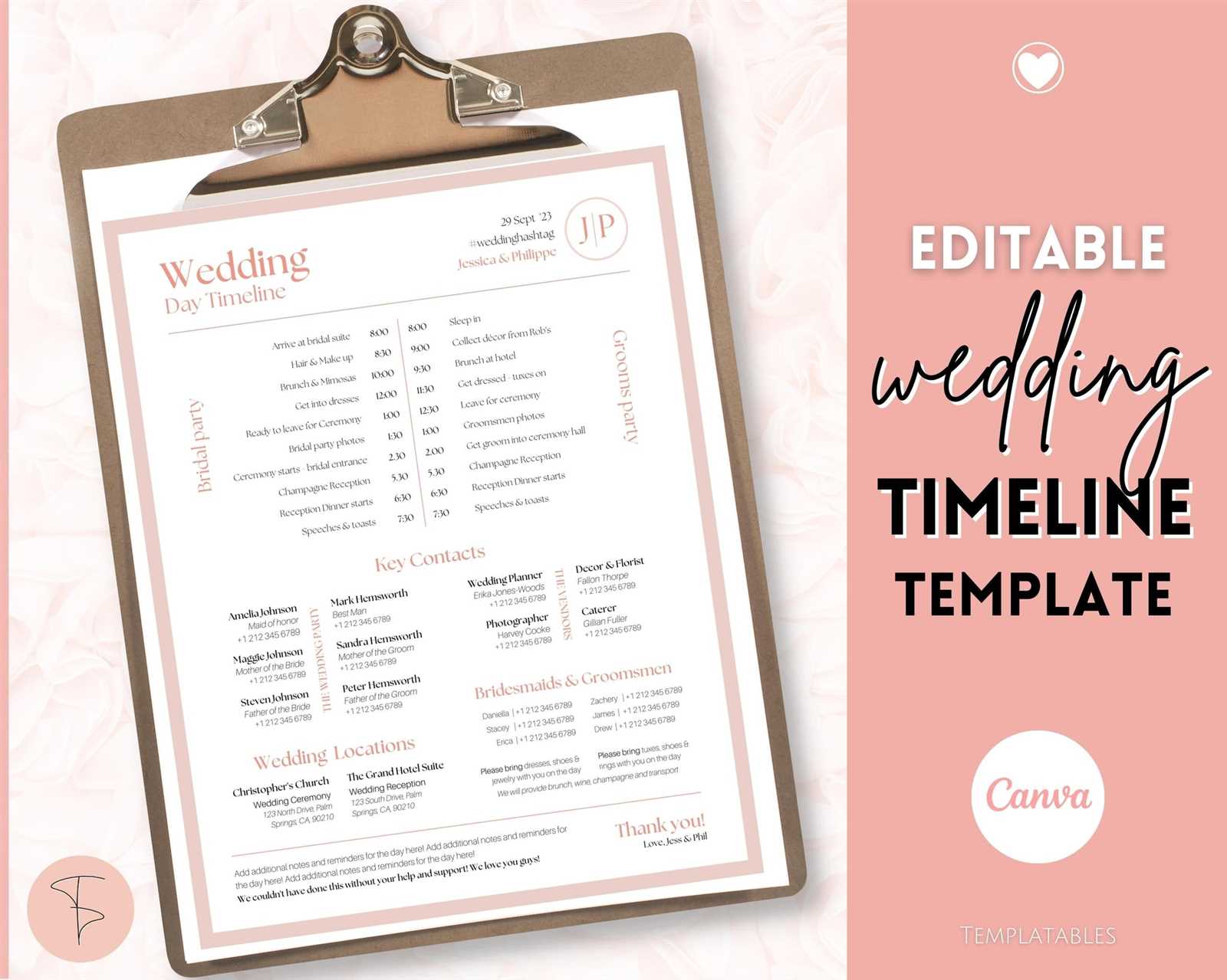 wedding planning calendar template