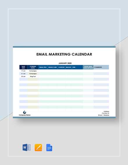 marcom calendar template