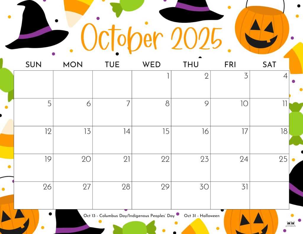 free october calendar template 2026