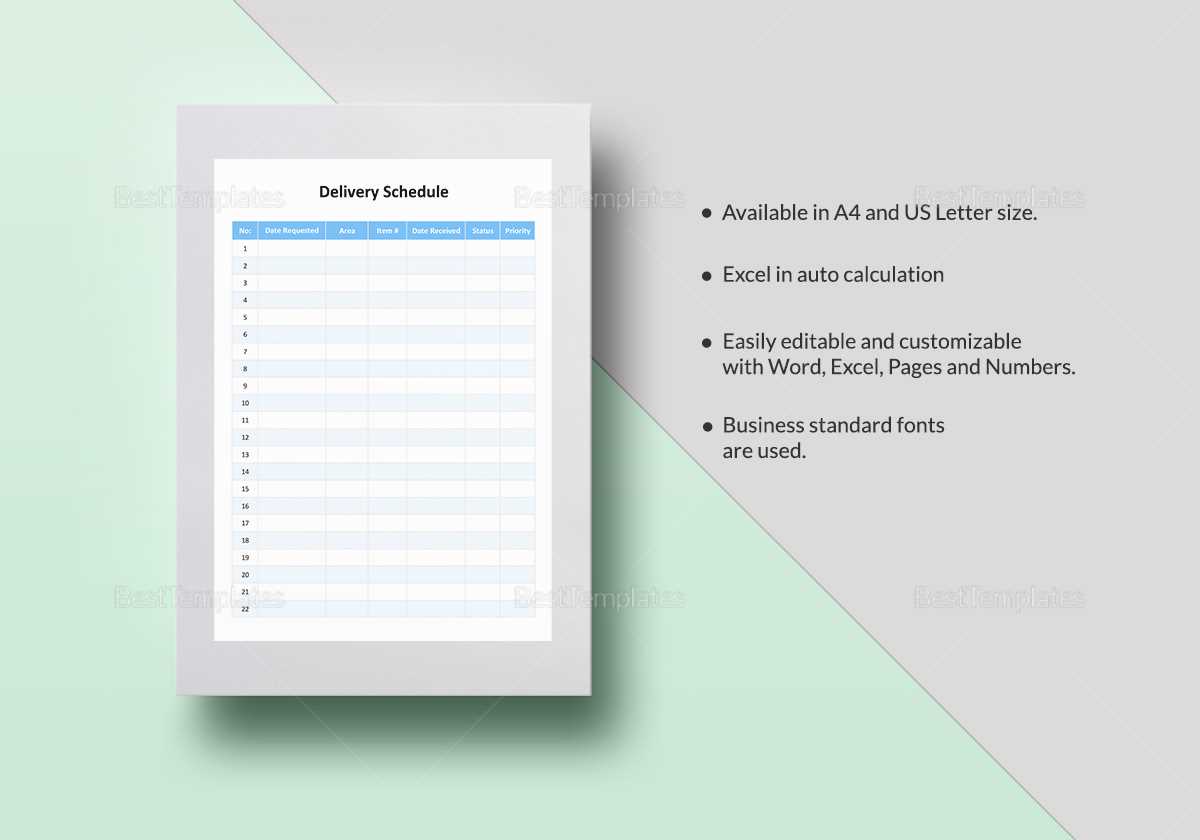 delivery calendar template