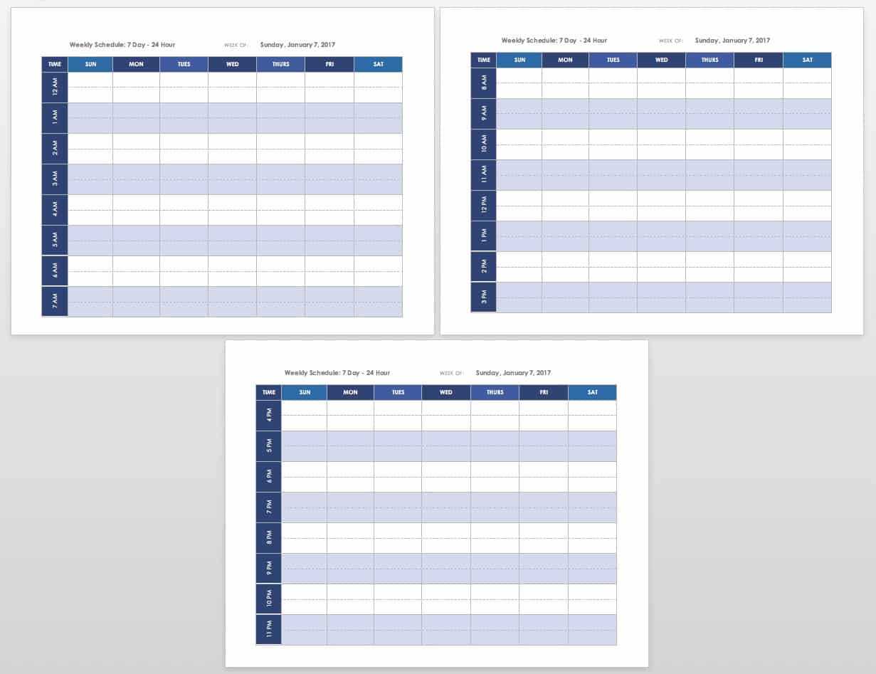 weekly calendar editable template