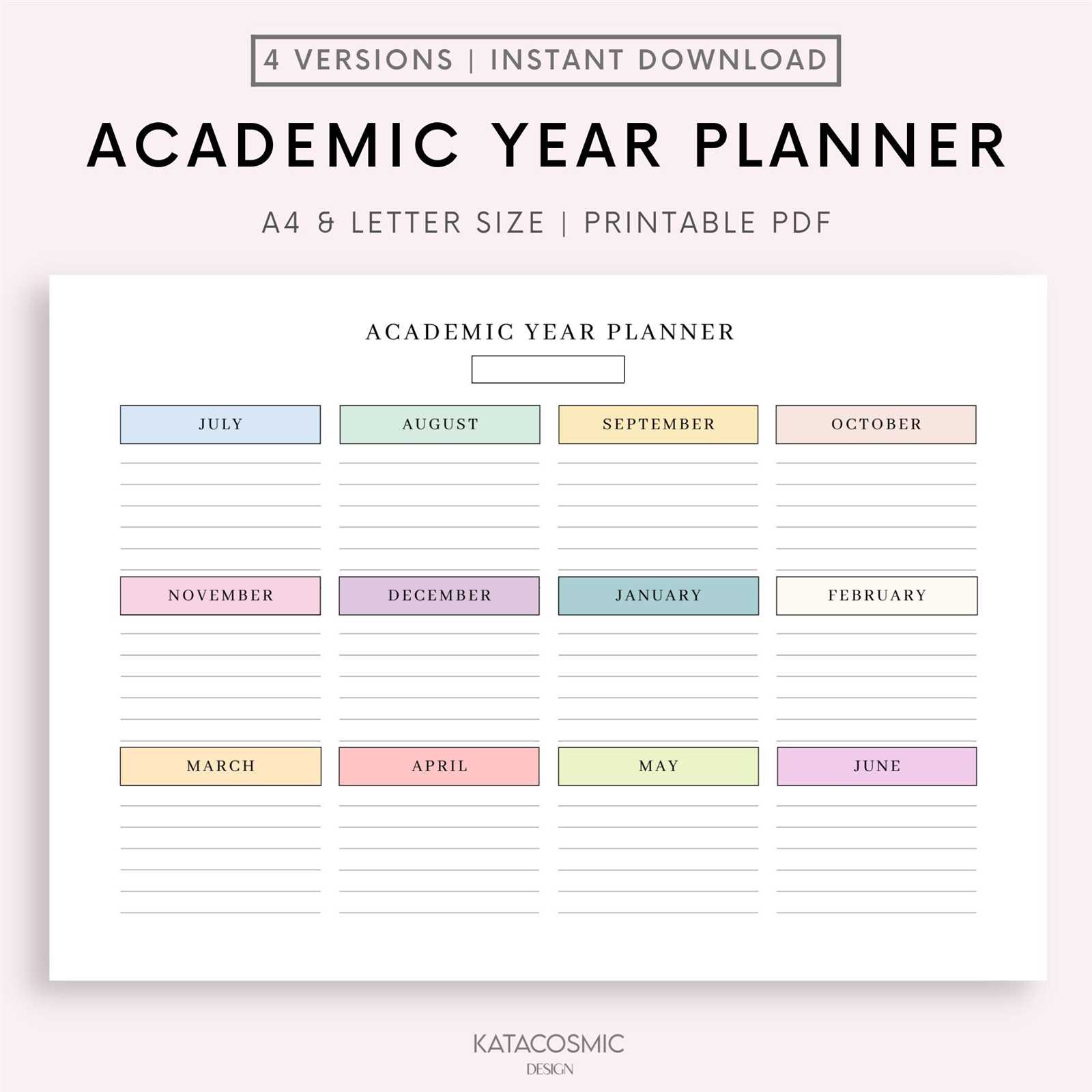 free academic year calendar template