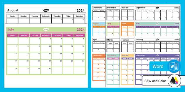 free preschool calendar templates 2025