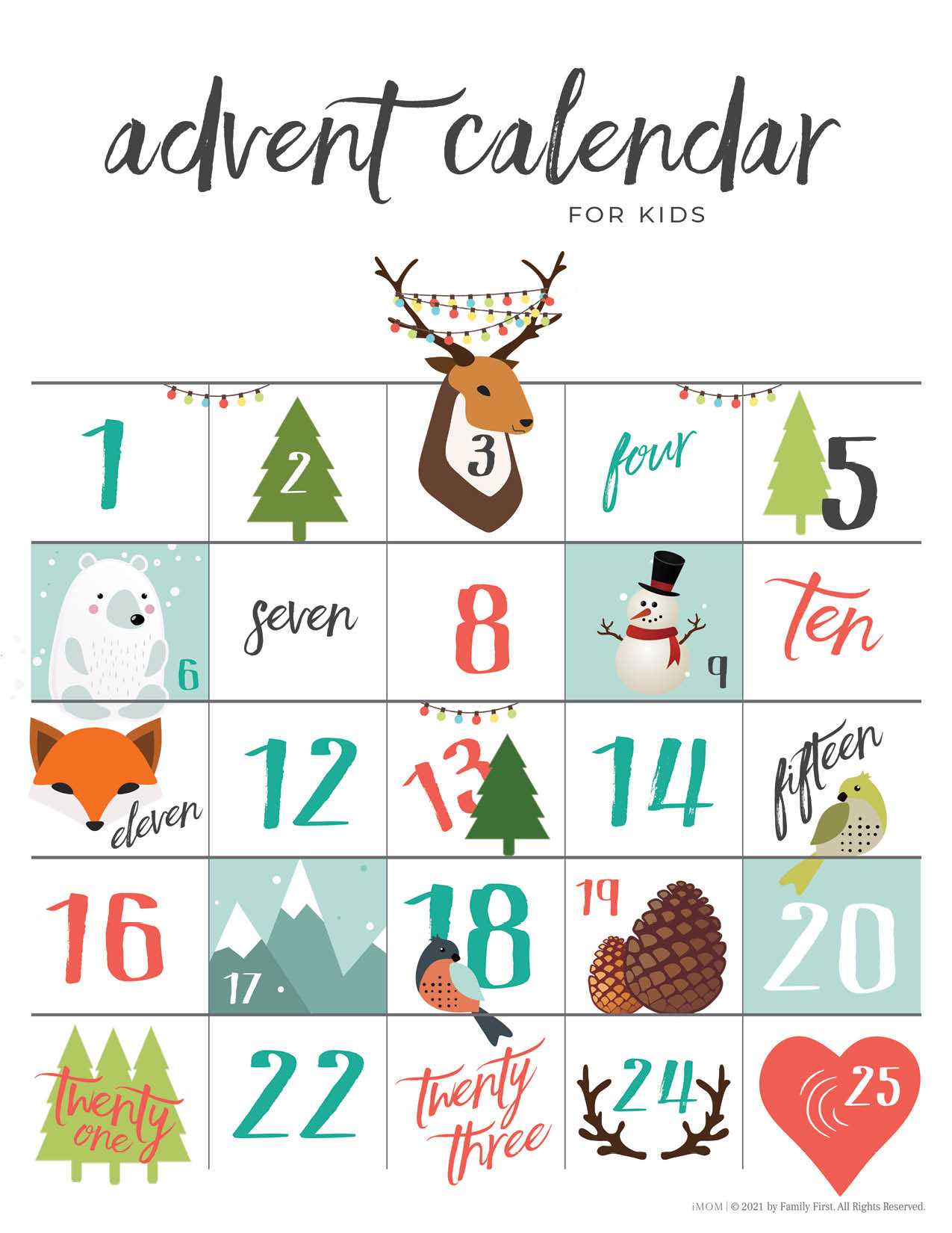 free printable advent calendar template