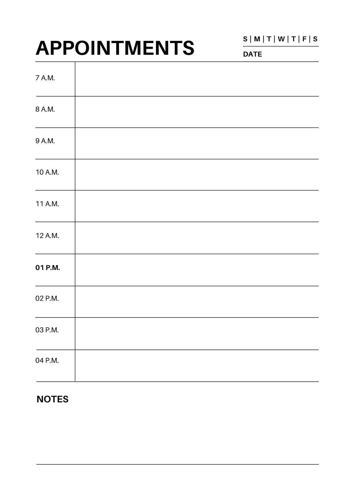 free printable appointment calendar templates