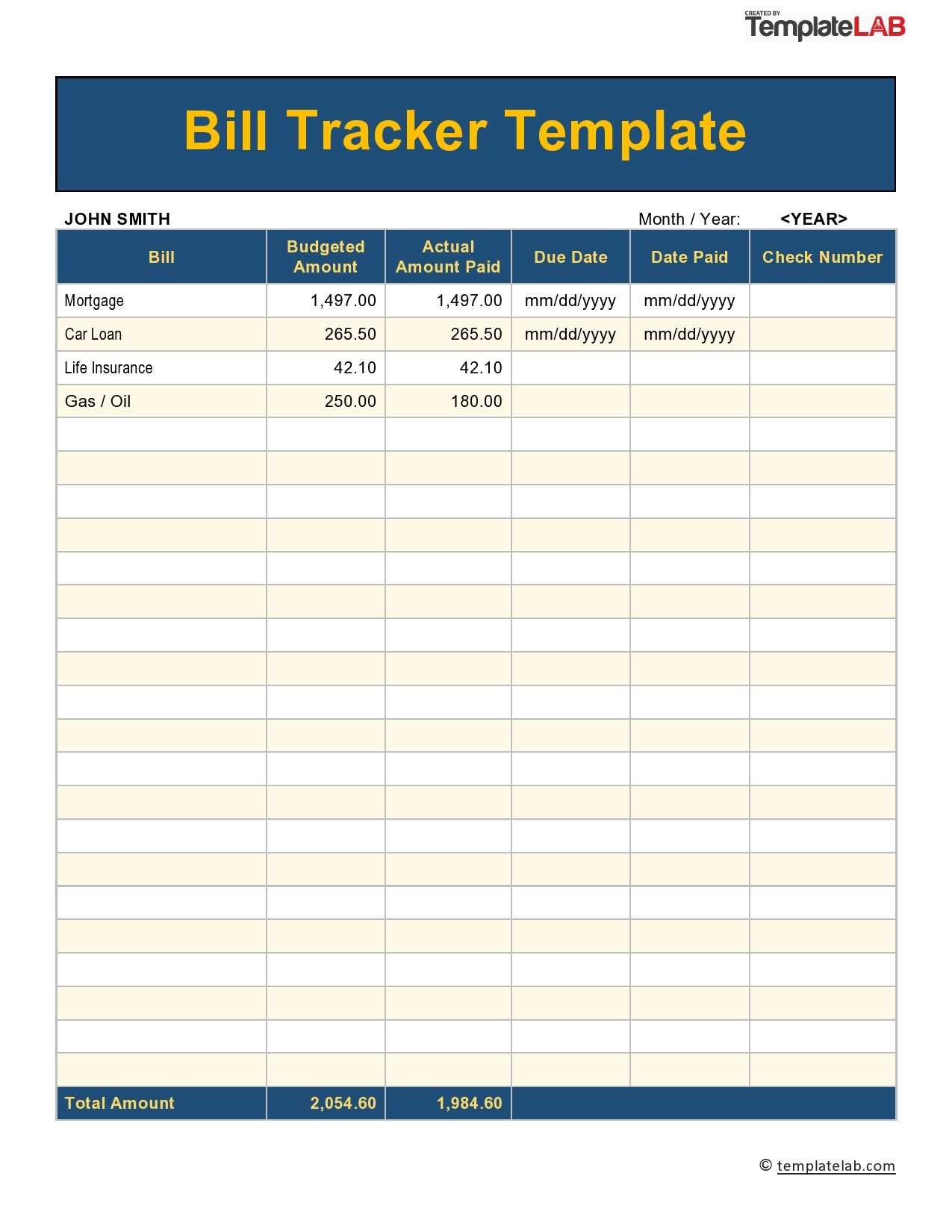 free printable bill calendar template