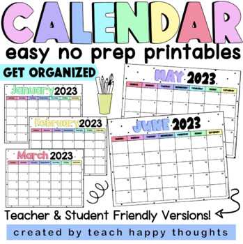 free printable calendar templates for teachers