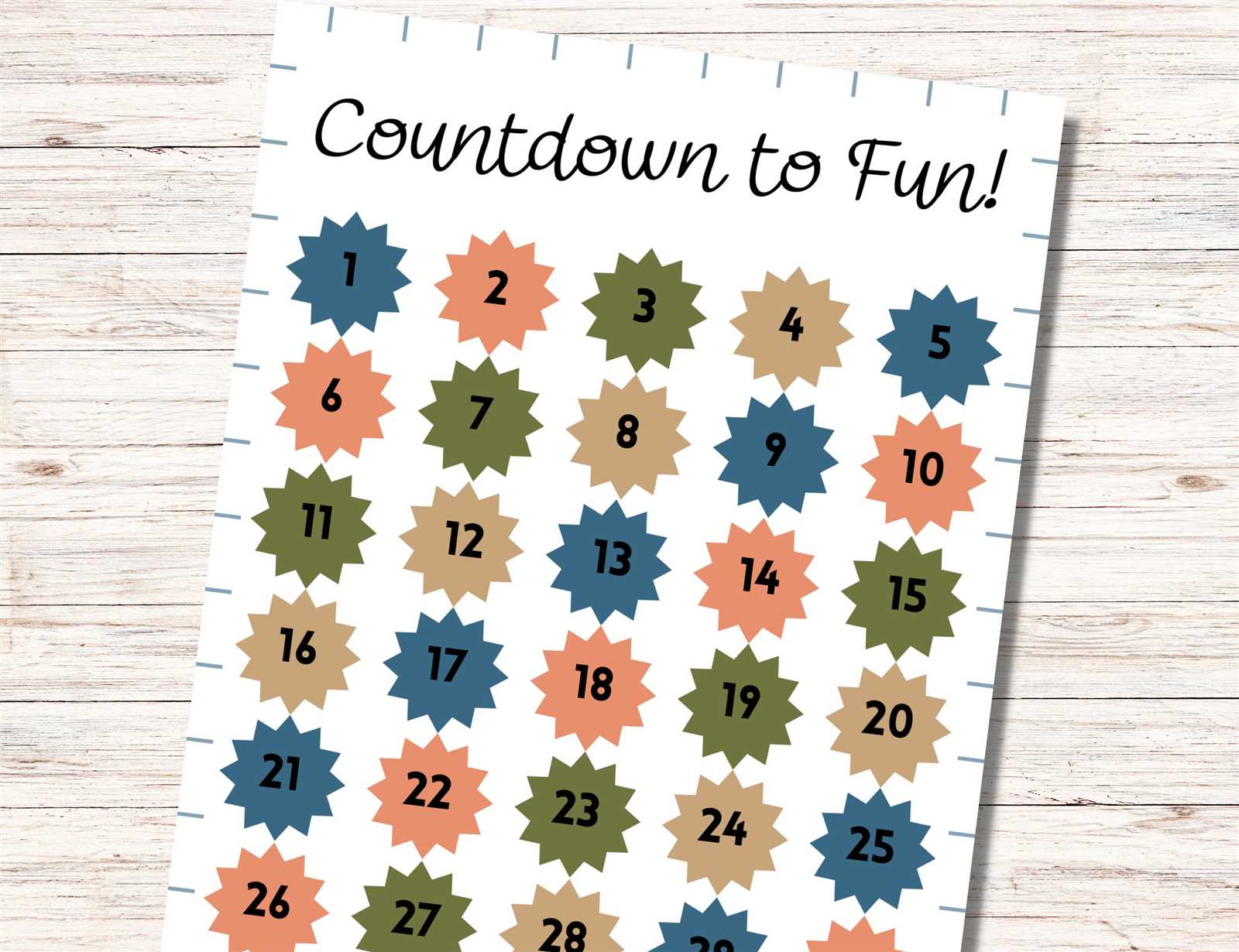 free printable countdown calendar template