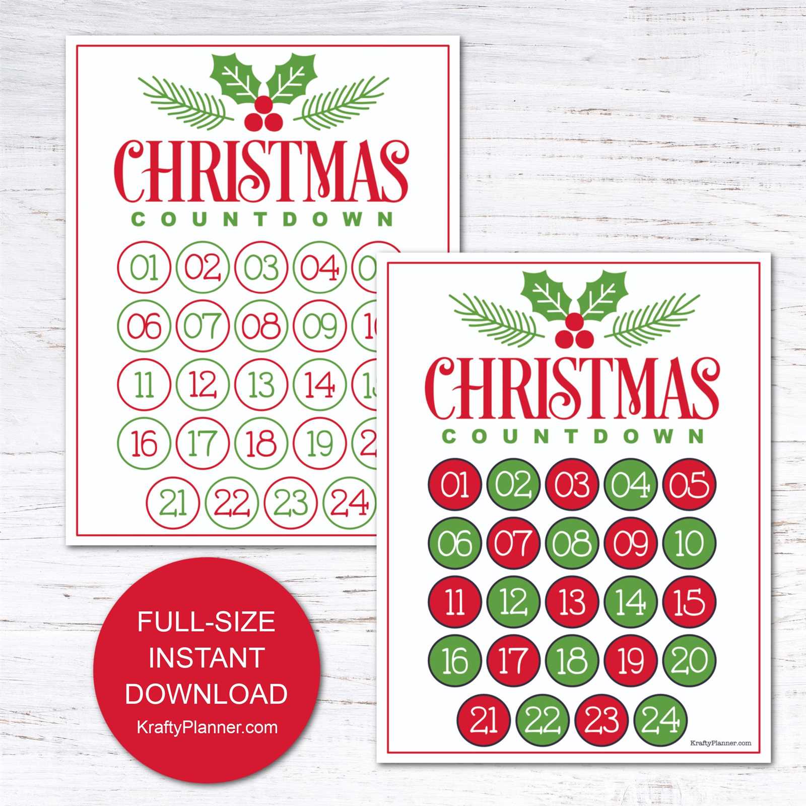 free printable countdown calendar template