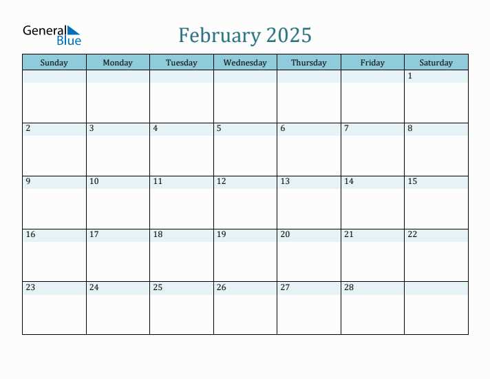 2025 february calendar template