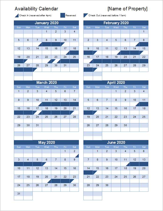 free reservation calendar template