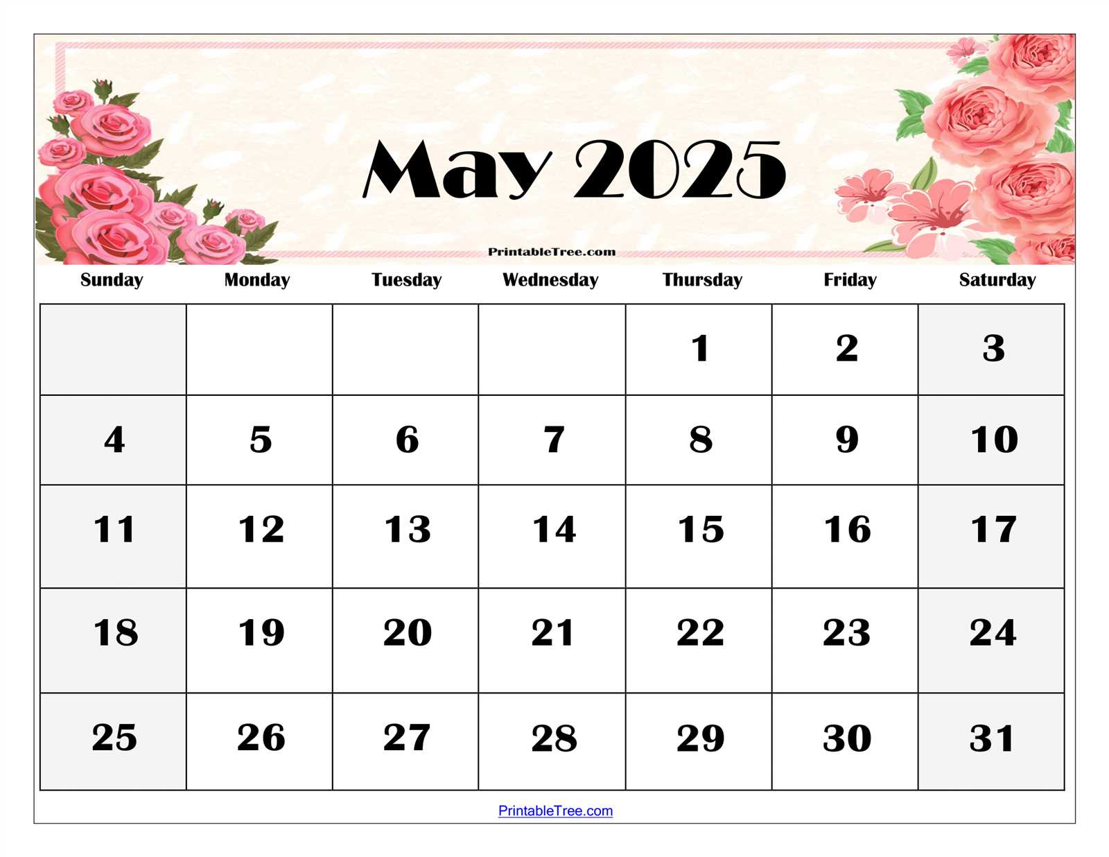 calendar template may 2025