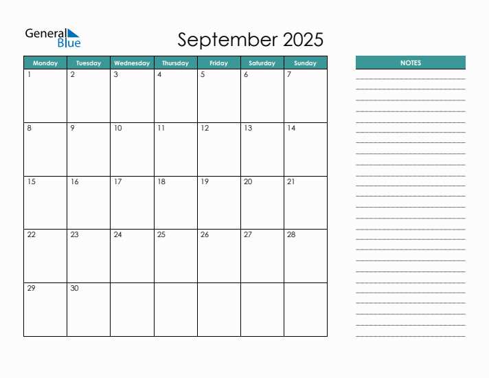 free september 2025 calendar template