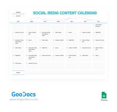 free social media content calendar template 2026