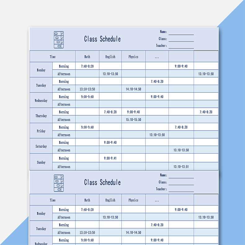 test calendar template