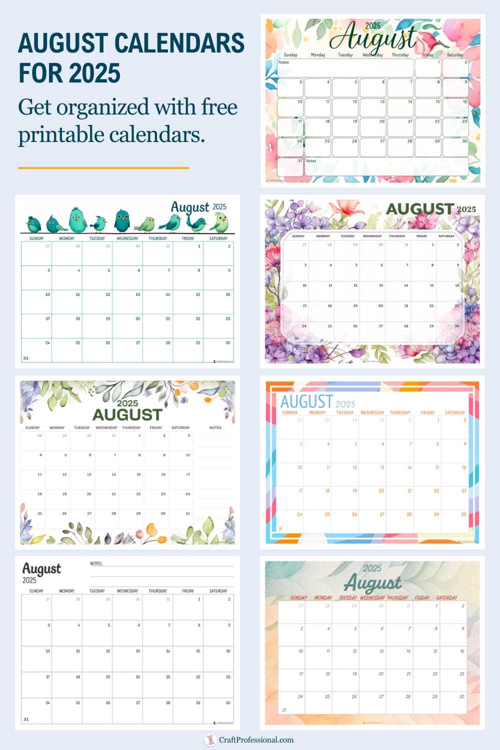 free template of august 2025 calendar