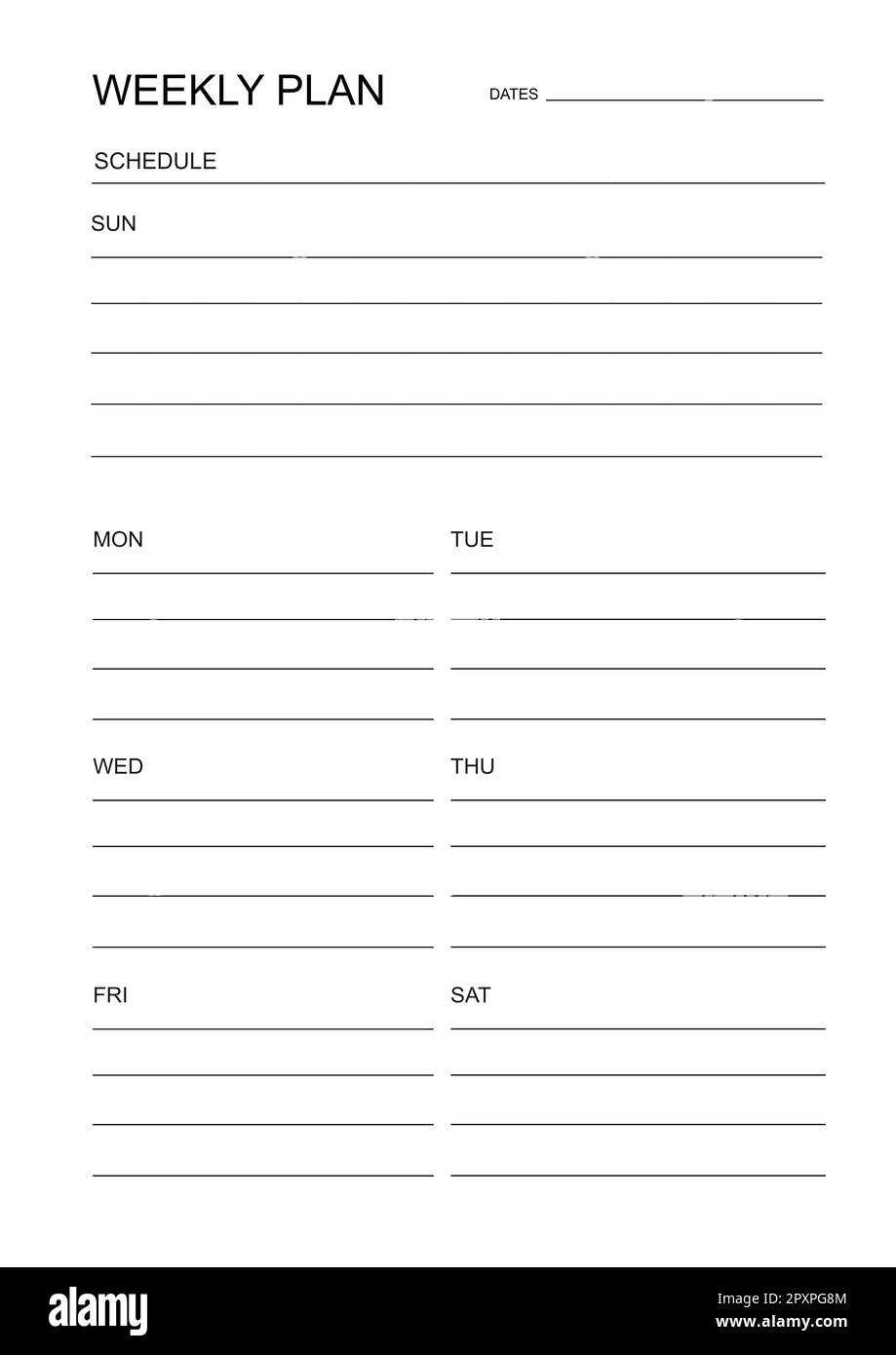 five day calendar template