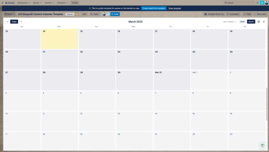 nonprofit marketing calendar template