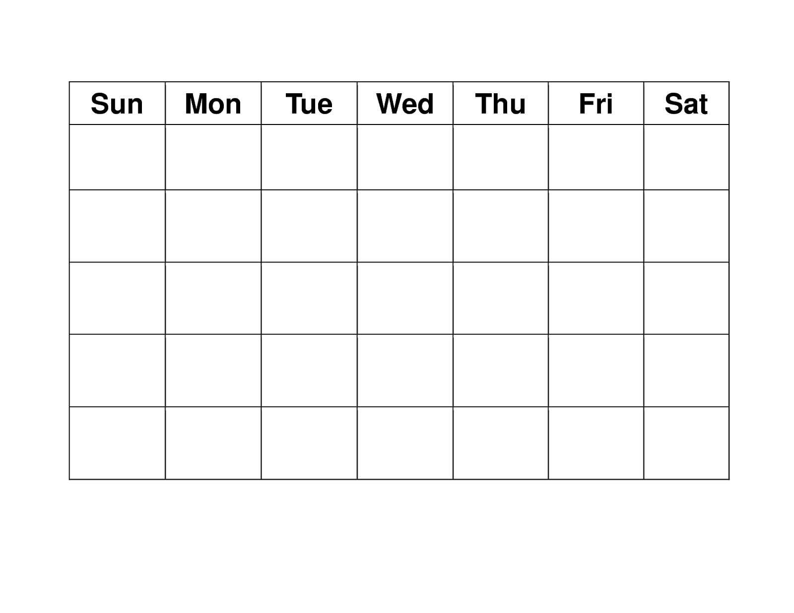 blank 5 week calendar template