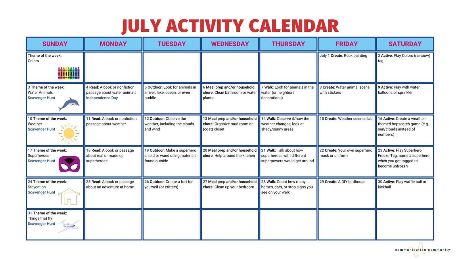 activity connection calendar template