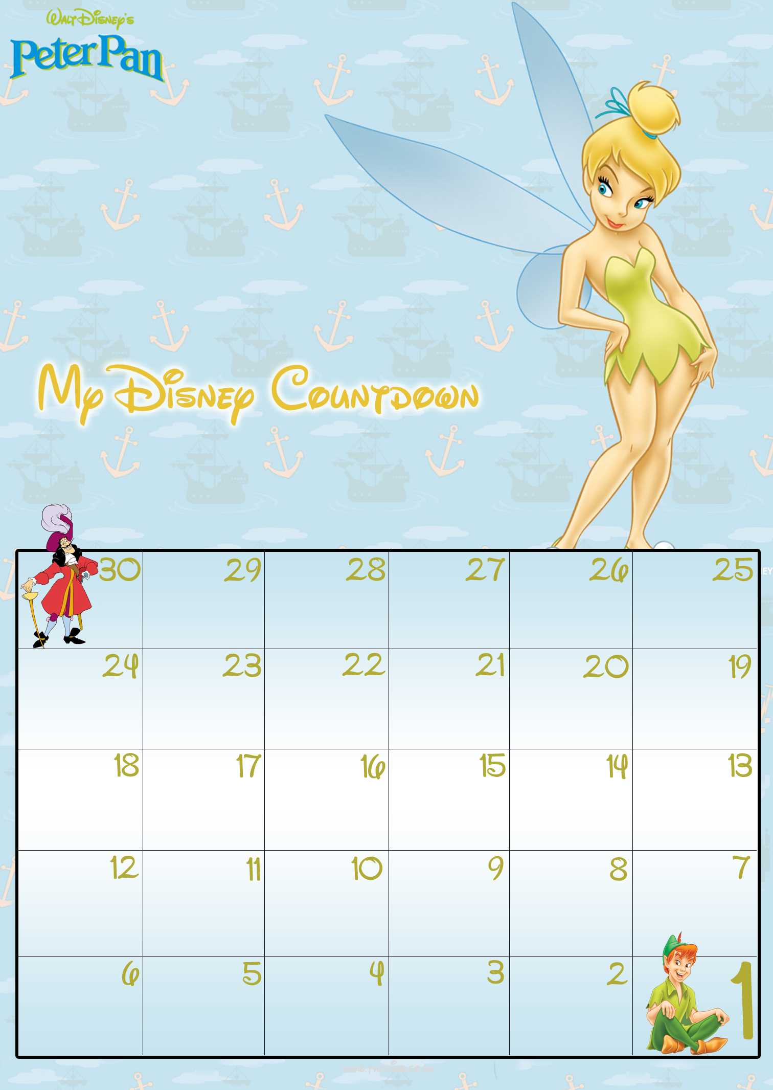 disney countdown calendar template