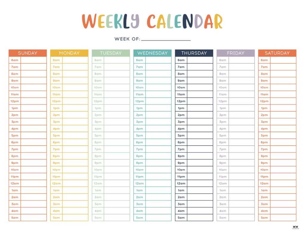 free weekly calendar template with time slots