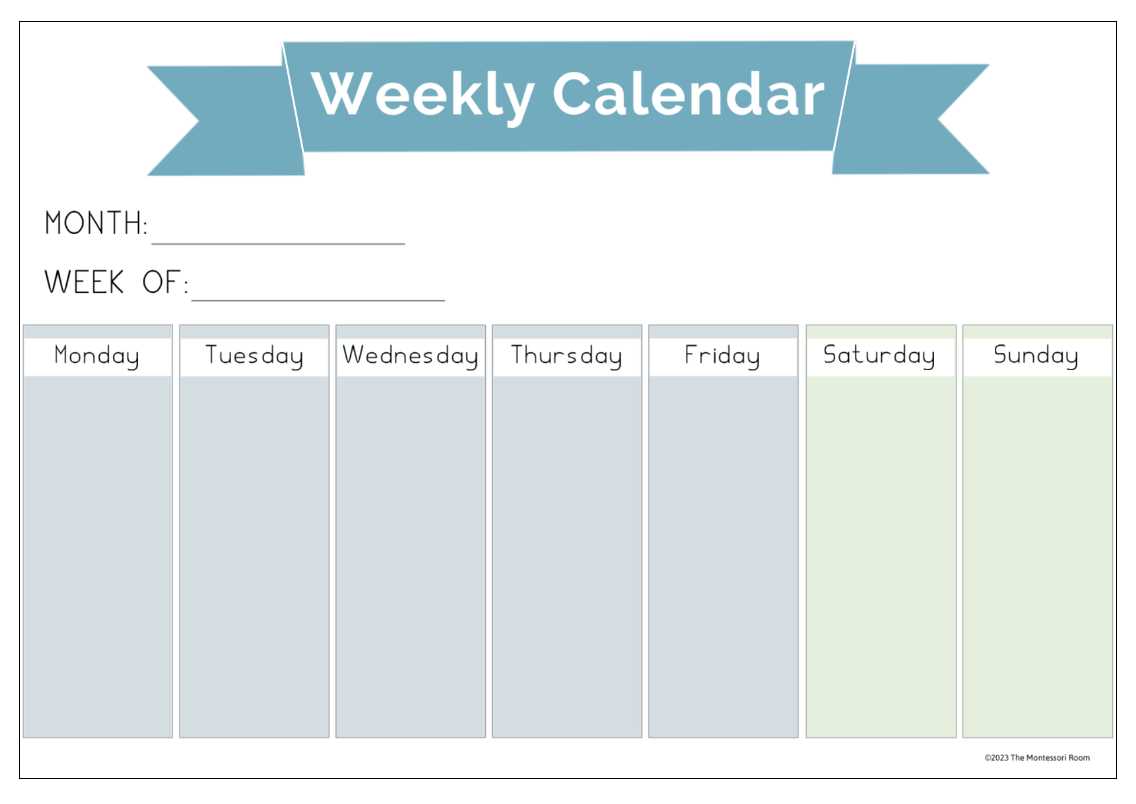 free weekly calendar templates