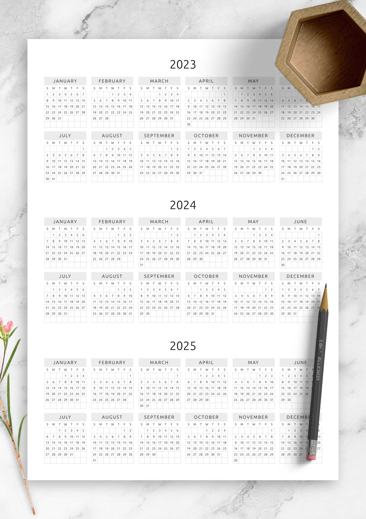 free yearly calendar templates