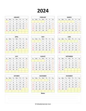 free yearly calendar templates