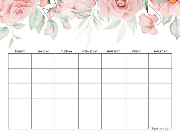 easy calendar template