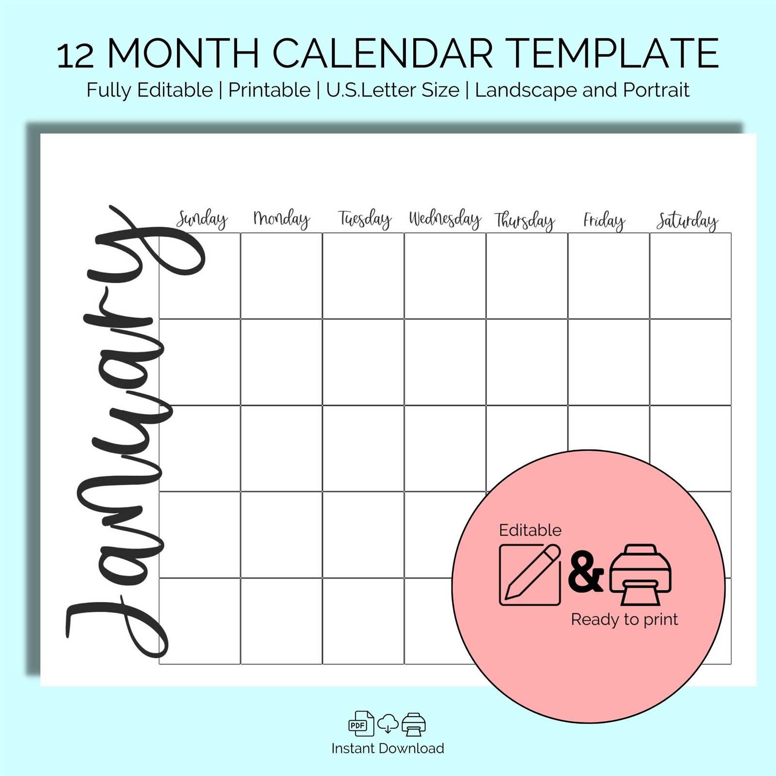 editable photo calendar templates