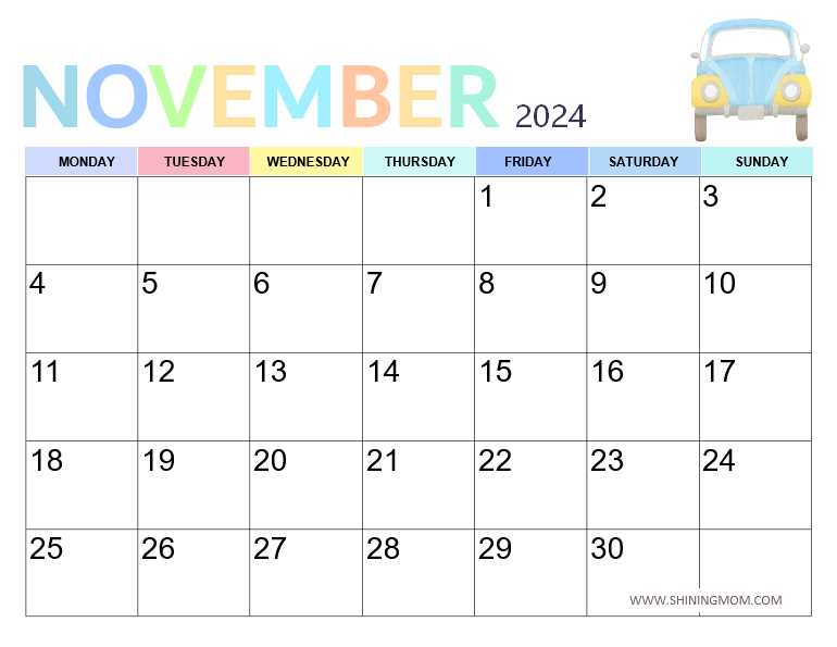 editable november calendar template